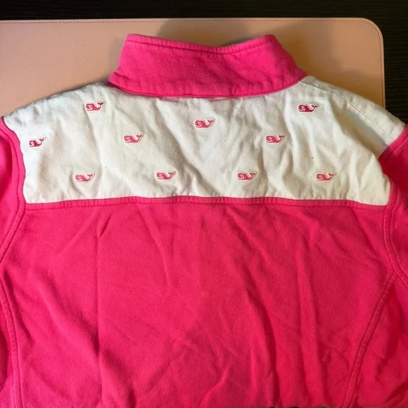 Vineyard Vines Pink Quarter Zip Pullover Women’s Large Blue Whale Logo Preppy - Picture 7 of 11